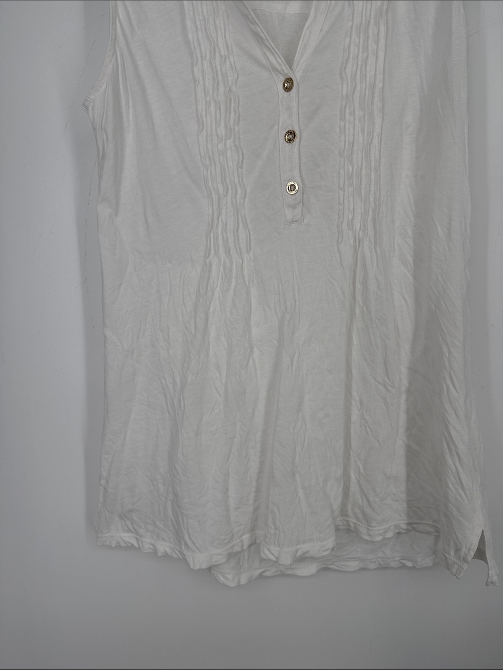 Lilly Pulitzer Sleeveless White Pintuck Button Tunic Top size M 100% cotton - Picture 7 of 10